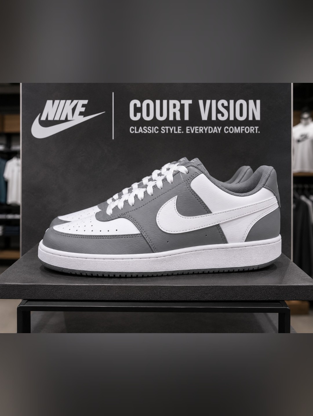 Nike Court Vision Sneakers In Gray And White